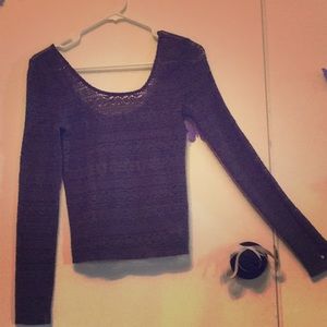 Cut out long sleeve crop top.